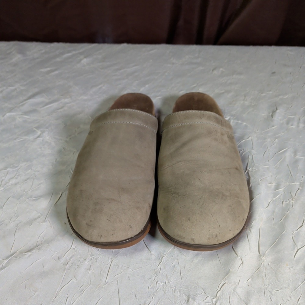 LL Bean Go Anywhere Clogs Womens Size 10 Gray Leather Shoes Bohemian Boho Indie - Picture 2 of 7